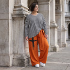 Marlenehose aus weichem Fleece mit Stretch und elastischem Bund mit Bindegürtel für Winter