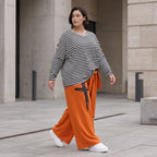 Marlenehose aus weichem Fleece mit Stretch und elastischem Bund mit Bindegürtel für Winter