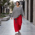 Warme Marlenehose aus Fleece mit Stretch elastischem Bund Bindegürtel und weitem Bein