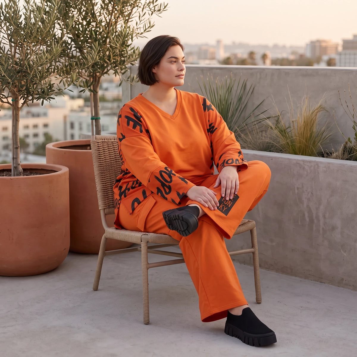 Ballonhose aus Fleece mit Stretch in legerer Form mit Taschen und Klappenverschluss