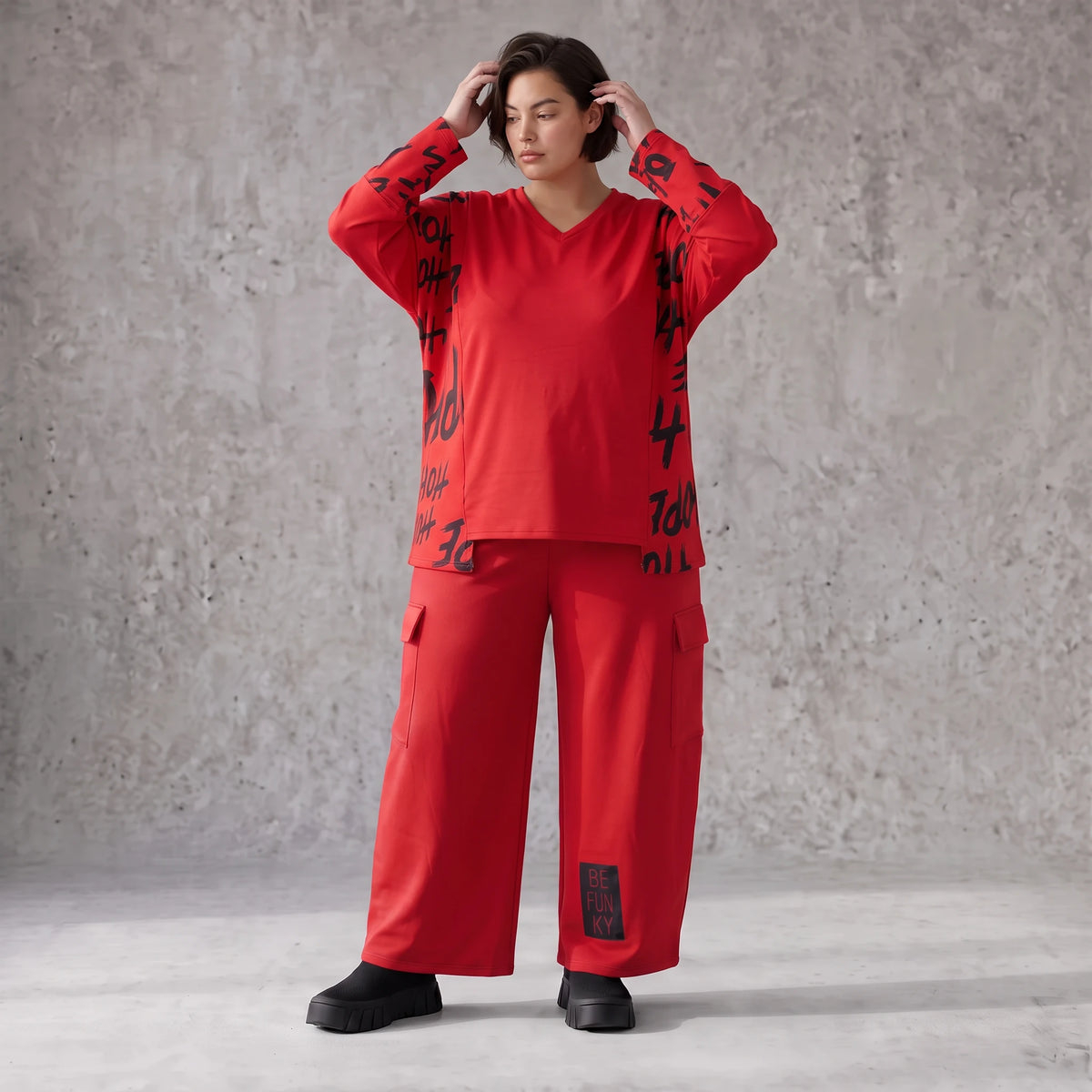Ballonhose aus weichem Fleece mit elastischem Bund Stretch und Taschenklappen im Winter