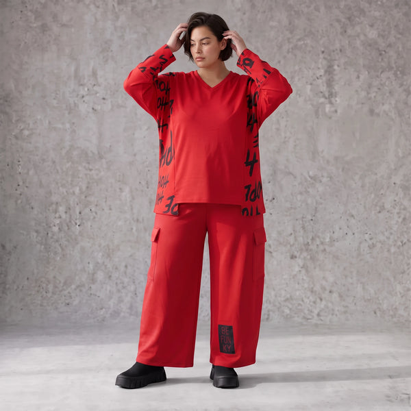 Ballonhose aus weichem Fleece mit elastischem Bund Stretch und Taschenklappen im Winter