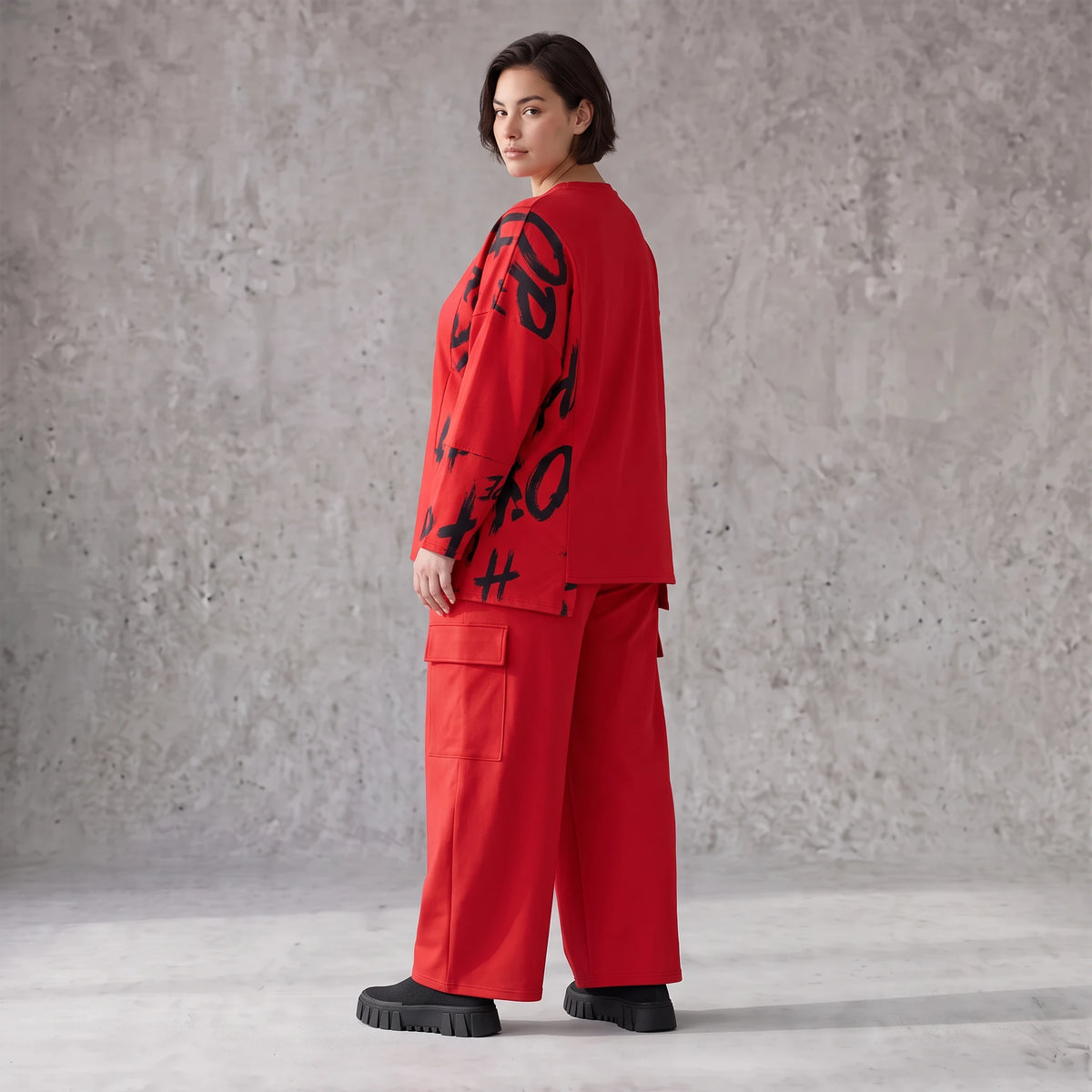 Ballonhose aus weichem Fleece mit elastischem Bund Stretch und Taschenklappen im Winter