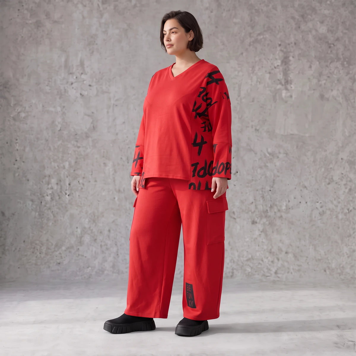 Ballonhose aus weichem Fleece mit elastischem Bund Stretch und Taschenklappen im Winter