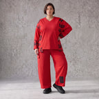 Ballonhose aus weichem Fleece mit elastischem Bund Stretch und Taschenklappen im Winter