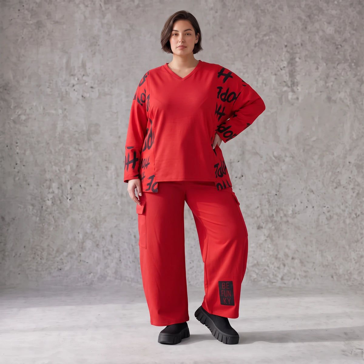 Ballonhose aus weichem Fleece mit elastischem Bund Stretch und Taschenklappen im Winter