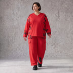 Ballonhose aus weichem Fleece mit elastischem Bund Stretch und Taschenklappen im Winter
