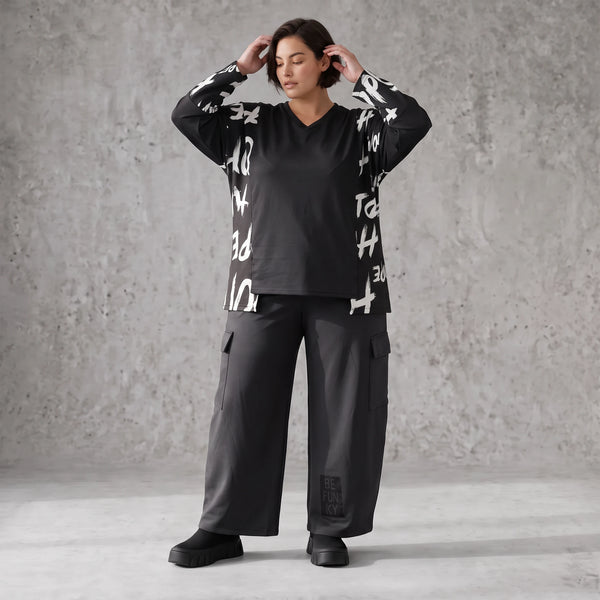 Weiche warme Fleece Ballonhose mit elastischem Bund und aufgesetzten Taschen mit Klappe