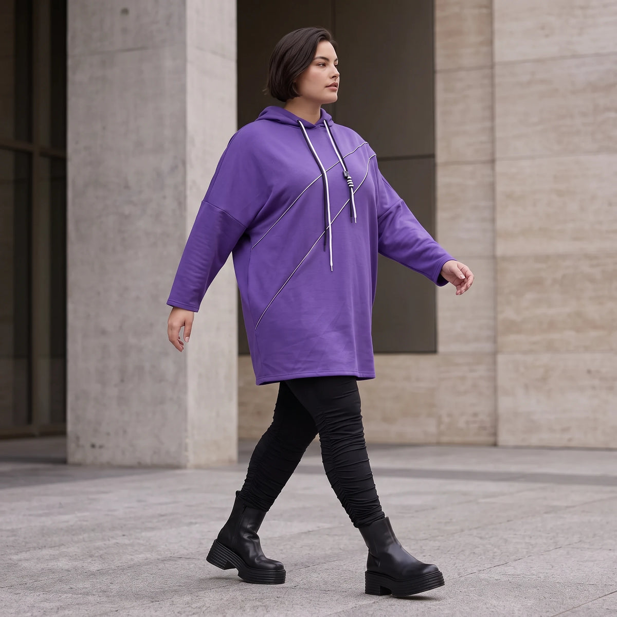 Fleecehoody mit Stretch in gerader Form warm und kuschelig für entspannte Winterlooks
