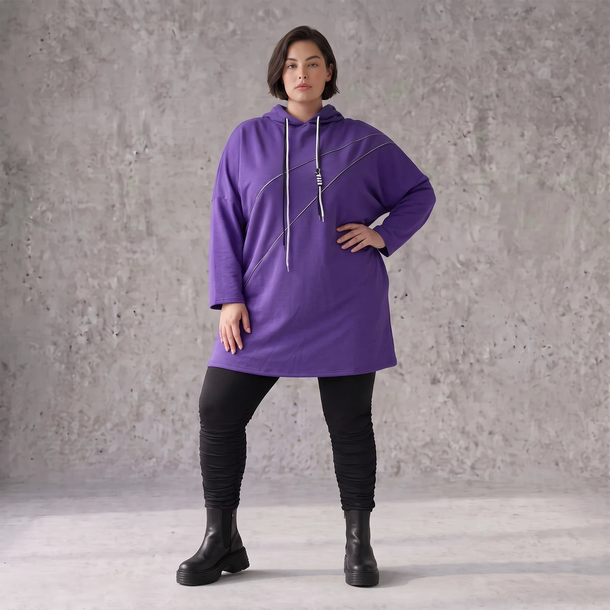 Fleecehoody mit Stretch in gerader Form warm und kuschelig für entspannte Winterlooks