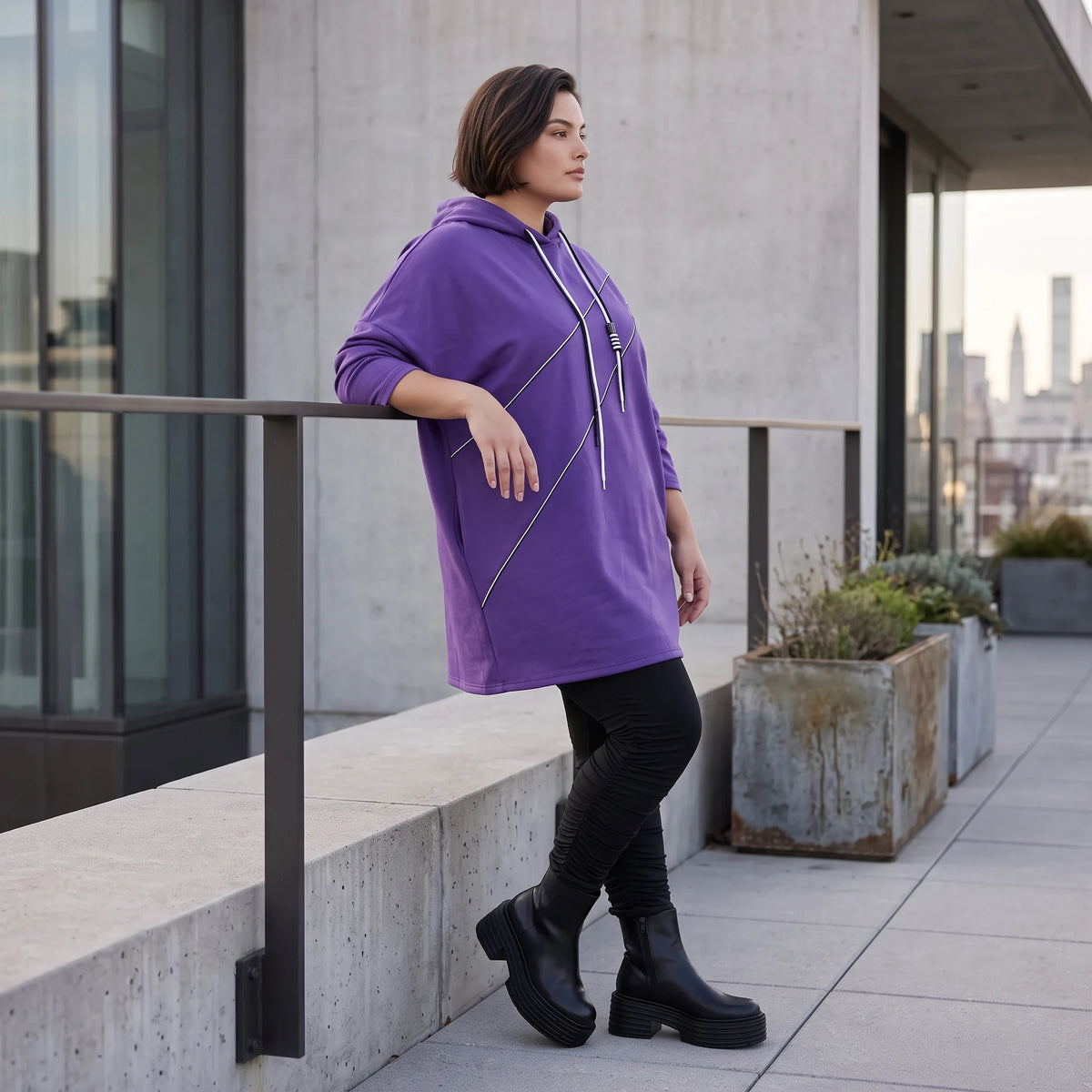 Fleecehoody mit Stretch in gerader Form warm und kuschelig für entspannte Winterlooks