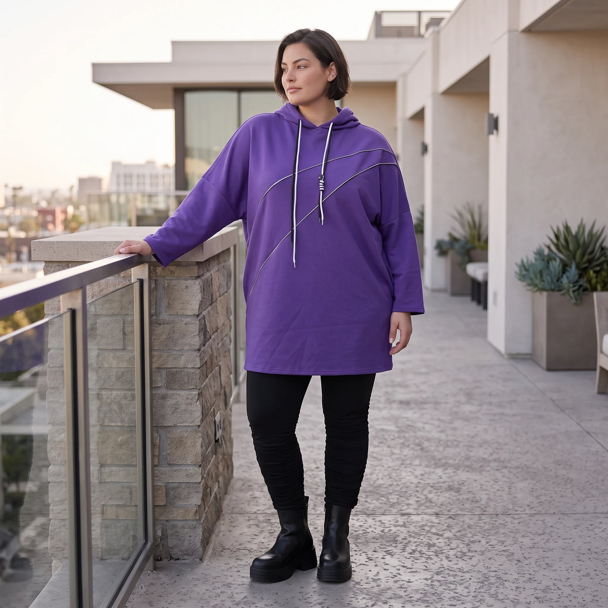 Fleecehoody mit Stretch in gerader Form warm und kuschelig für entspannte Winterlooks