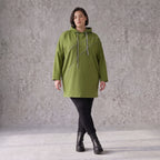 Olivgruener Fleece Hoody mit Stretchkomfort im geraden Schnitt warm und alltagstauglich