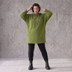 Olivgruener Fleece Hoody mit Stretchkomfort im geraden Schnitt warm und alltagstauglich