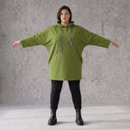Olivgruener Fleece Hoody mit Stretchkomfort im geraden Schnitt warm und alltagstauglich