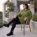 Olivgruener Fleece Hoody mit Stretchkomfort im geraden Schnitt warm und alltagstauglich