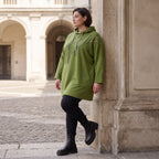 Olivgruener Fleece Hoody mit Stretchkomfort im geraden Schnitt warm und alltagstauglich