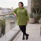 Olivgruener Fleece Hoody mit Stretchkomfort im geraden Schnitt warm und alltagstauglich