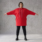 Roter Fleece Hoody in lässiger Passform kuschelig weich warm und bequem für kalte Tage
