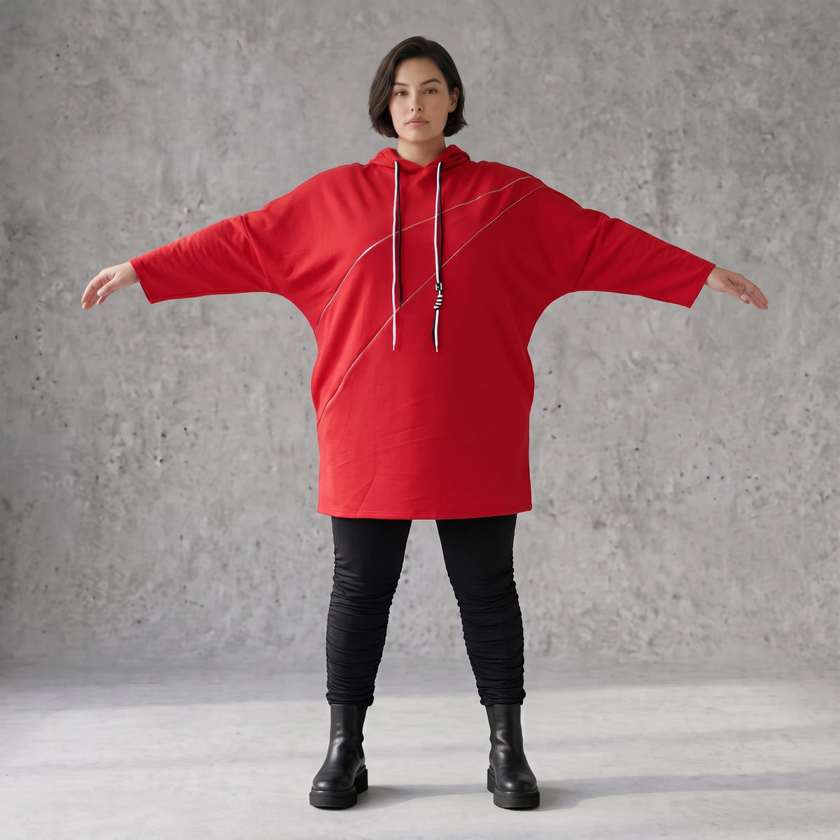 Roter Fleece Hoody in lässiger Passform kuschelig weich warm und bequem für kalte Tage