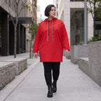 Roter Fleece Hoody in lässiger Passform kuschelig weich warm und bequem für kalte Tage