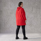 Roter Fleece Hoody in lässiger Passform kuschelig weich warm und bequem für kalte Tage