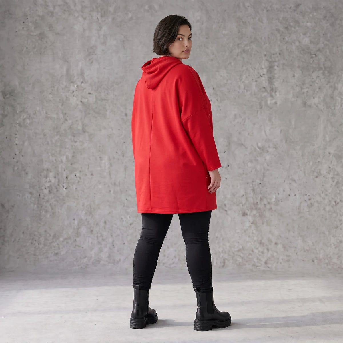 Roter Fleece Hoody in lässiger Passform kuschelig weich warm und bequem für kalte Tage