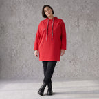 Roter Fleece Hoody in lässiger Passform kuschelig weich warm und bequem für kalte Tage
