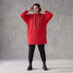 Roter Fleece Hoody in lässiger Passform kuschelig weich warm und bequem für kalte Tage
