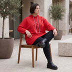 Roter Fleece Hoody in lässiger Passform kuschelig weich warm und bequem für kalte Tage