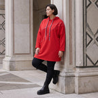 Roter Fleece Hoody in lässiger Passform kuschelig weich warm und bequem für kalte Tage