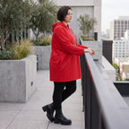 Roter Fleece Hoody in lässiger Passform kuschelig weich warm und bequem für kalte Tage