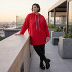 Roter Fleece Hoody in lässiger Passform kuschelig weich warm und bequem für kalte Tage