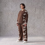 Braune Fleece Ballonhose mit Stretch Schnürbund und Taschen für winterlichen Komfort