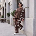 Braune Fleece Ballonhose mit Stretch Schnürbund und Taschen für winterlichen Komfort