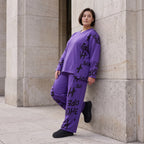 Lila Fleece Ballonhose mit Schnürbund und Taschen weiche warme Winterhose in Ballonform
