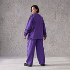Lila Fleece Ballonhose mit Schnürbund und Taschen weiche warme Winterhose in Ballonform