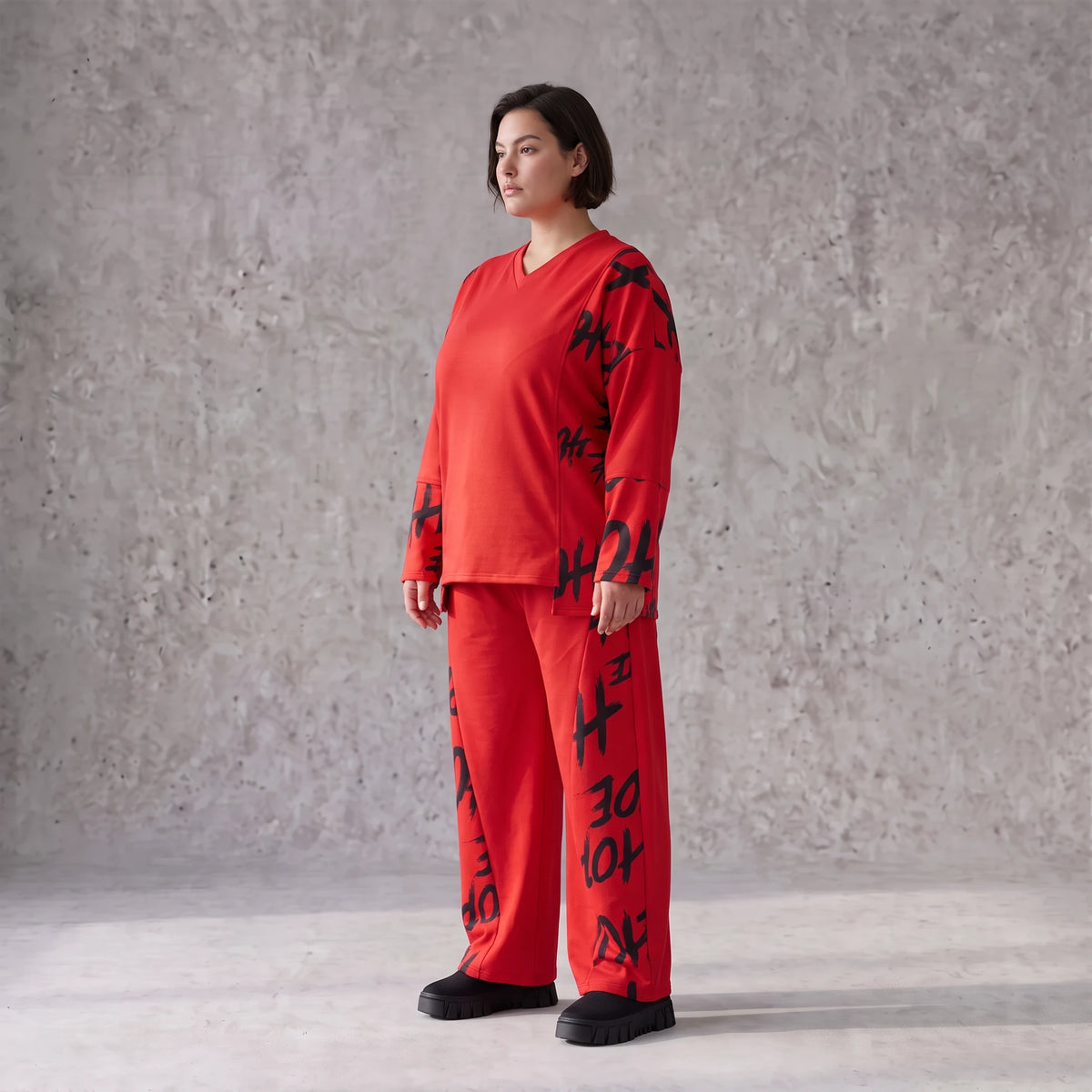 Warme Fleece Ballonhose mit elastischem Bund und Schnürung in legerer Winterform