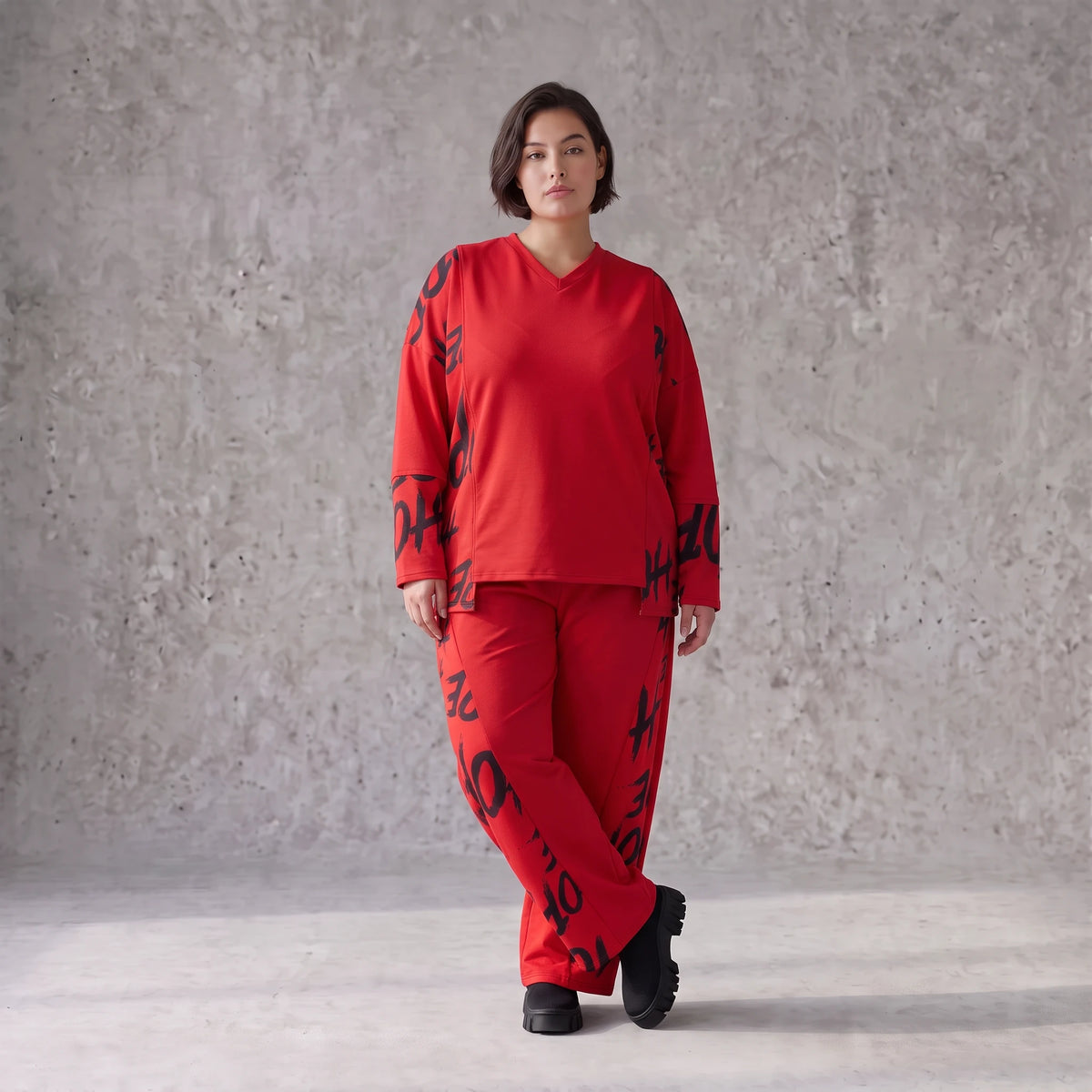 Warme Fleece Ballonhose mit elastischem Bund und Schnürung in legerer Winterform