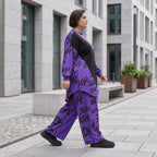 Lila Fleecelangarmshirt mit asymmetrischem Schnitt und Zipfelsaum samt Stretchkomfort