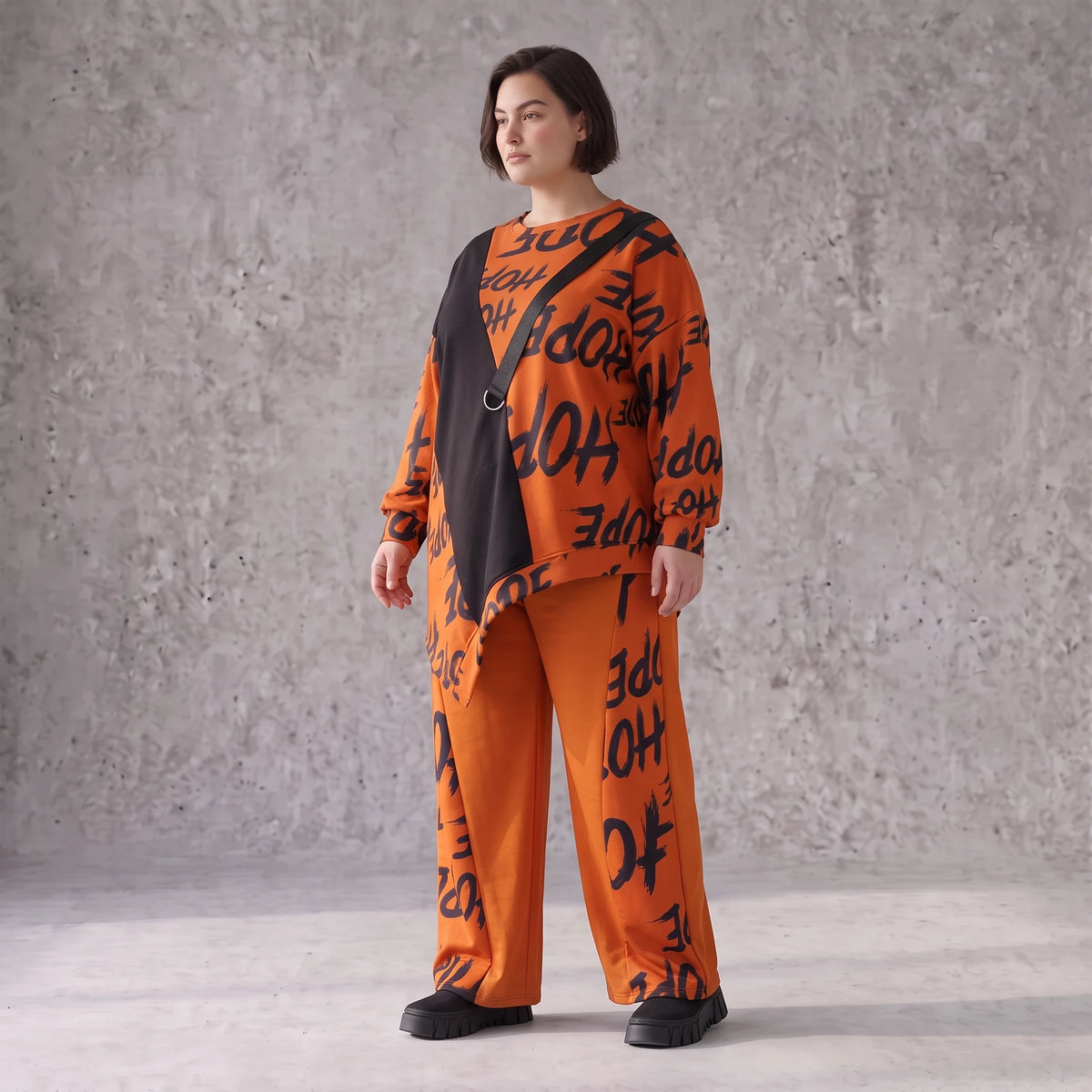 Fleeceshirt in Rost mit asymmetrischem Schnitt Zipfelsaum Stretch warm weich kuschelig