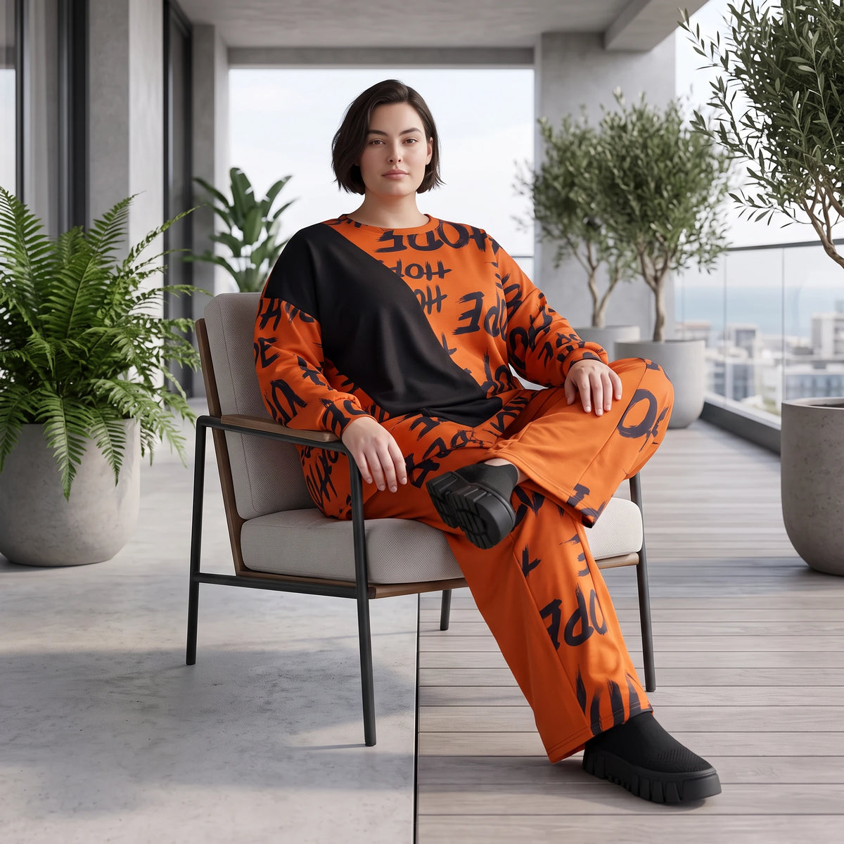 Fleeceshirt in Rost mit asymmetrischem Schnitt Zipfelsaum Stretch warm weich kuschelig