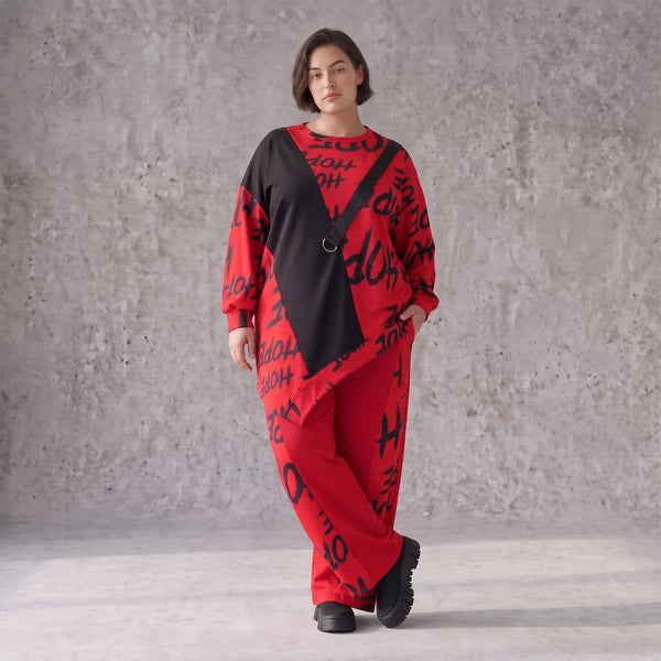 Asymmetrisches Langarmshirt aus weichem Fleece mit Stretch und auffälligem Zipfelsaum