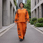 Fleeceshirt in Rost mit V-Ausschnitt geradem Schnitt und Stretch weich und winterwarm