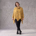 Baumwolljersey Shirt in A-Linie mit Rollkragen Tunnelzug und Zipfelsaum bequem weich