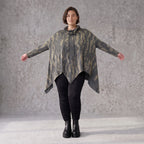 Wintershirt aus weichem Baumwolljersey mit Stretch in A-Linie Rollkragen mit Tunnelzug