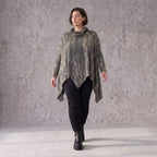 Wintershirt aus weichem Baumwolljersey mit Stretch in A-Linie Rollkragen mit Tunnelzug