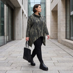 Wintershirt aus weichem Baumwolljersey mit Stretch in A-Linie Rollkragen mit Tunnelzug