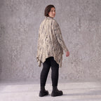 Langarmshirt aus Baumwolle in Beige/Braun mit Rollkragen Tunnelzug und A-Linie Zipfelsaum