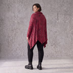 Rollkragenshirt in A-Linie aus Baumwolljersey in Bordeaux/Schwarz mit Tunnelzug Zipfelsaum